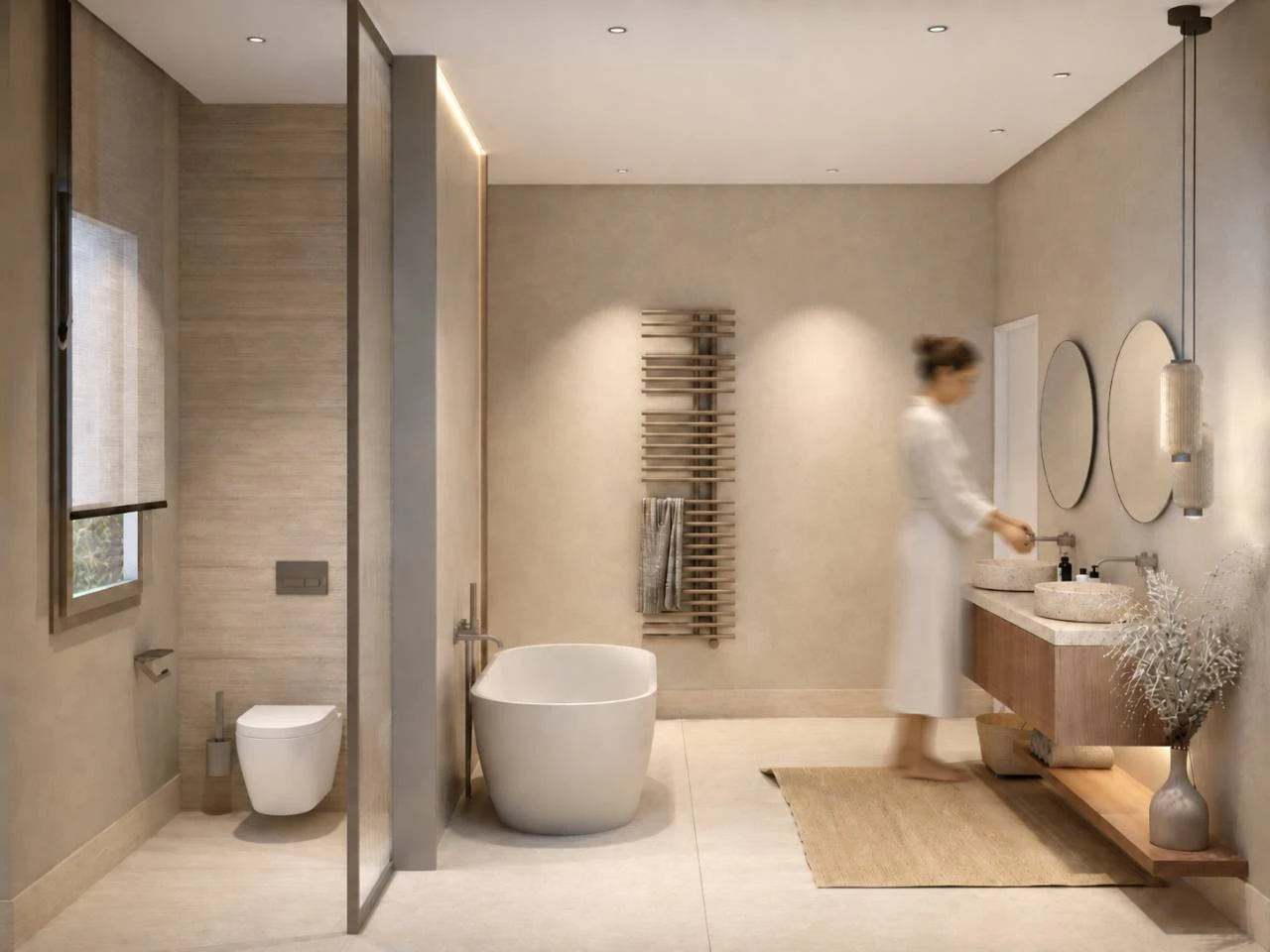 BTH25 — vista general con aseo y doble lavabo