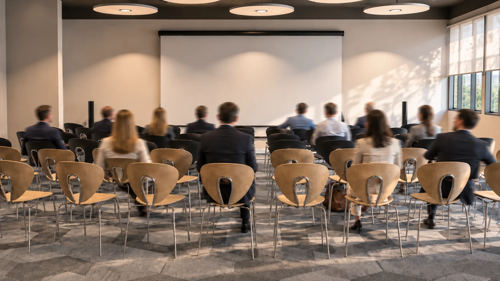 POL23 — sala de conferencias con público frente a la pantalla